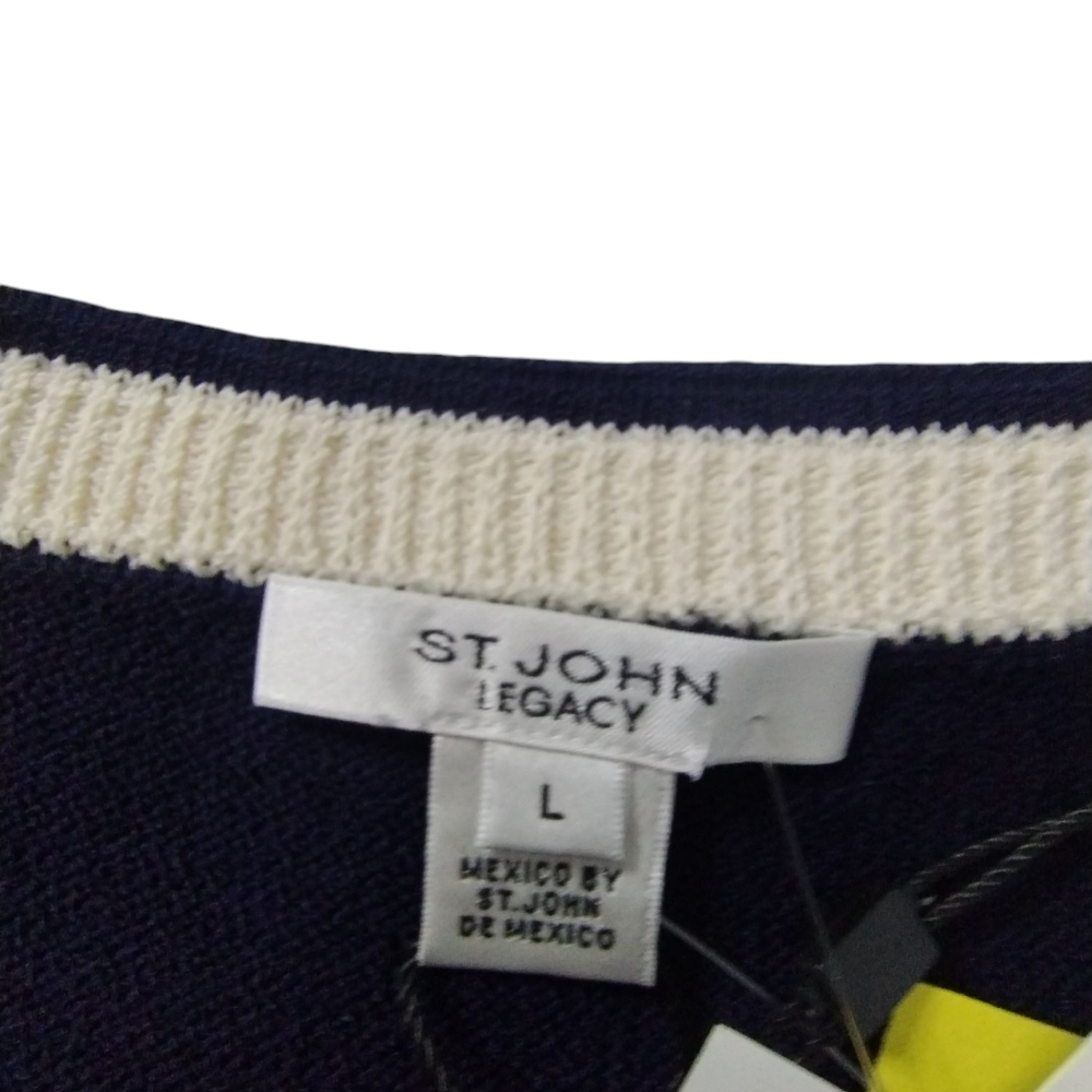 St. John Women's Size Large Santana Knit Sleeveless Sweater Top Old Money Quiet‎ - Picture 2 of 8